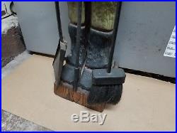 Large 44 WITCO Carved Wood Sculpture Fireplace Tool Set Holder Stand TIKI 1960s
