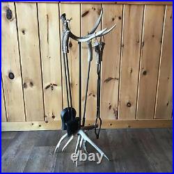 Large Antler Fireplace Set (Whitetail Deer) Includes Four Fireplace Tools