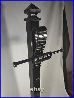 Large Ornamental Fireplace Tool Set Vintage Heavy Steel Plate Ball Feet Xl