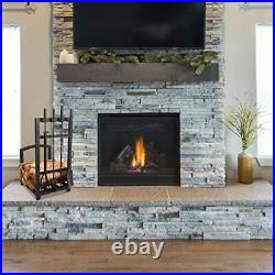 Lavish Home 5-Piece Fireplace Tool Set and Log Rack Mission-Style Firewood