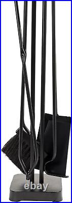 Levi Fireplace Tool Set in Black Includes Brush, Shovel, Fire Poker, Tongs, an