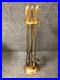 MCM Brass Fireplace Poker Tongs Brush Shovel Tool Set with Stand