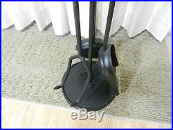 MCM Fireplace tool set Black with Wood Handles
