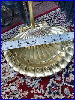 MCM Polished Brass Clam Shell Fireplace Tool Set On Stand
