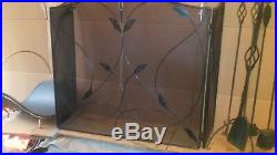 MID Century Modern Fireplace Screen Wrought Iron Tool Set & Log Holder Included