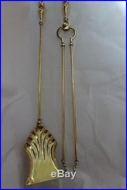 Matching Pair Vintage Brass Shovel & Tongs Fireplace Companion Tools Set