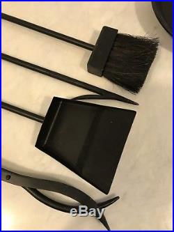 Mid Century 1970s Jacques Adnet Style Leather Wrapped Fireplace Tools Tool Set