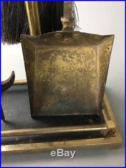 Mid Century California Modern Brass & Iron Fireplace Tools Set