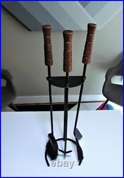 Mid Century California Modern Luther CONOVER Style IRON WOOD FIREPLACE TOOL SET