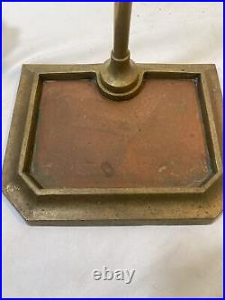 Mid Century Era Brass Fireplace Tool Set With Stand 5pc Heavy