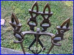 Mid Century Medieval Gothic Celtic Fireplace Tools Set