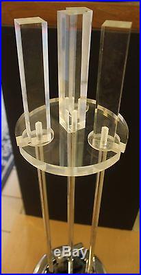 Mid Century Modern Alessandro Albrizzi Lucite and Chrome Fireplace Tool Set