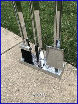 Mid-Century Modern Chrome & Lucite Fireplace Tool Set Albrizzi Style, 1960s