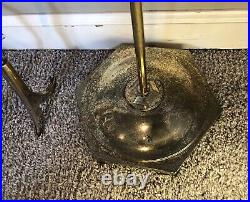 Mid Century Modern Fireplace 5 Piece Brass Tool Set & Stand Hollywood Regency