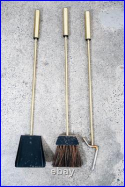 Mid Century Modern Fireplace Tools Brass Cast iron Pilgrim Seymour Nelson Metal