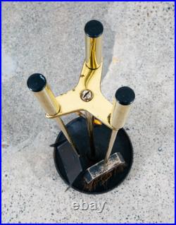 Mid Century Modern Fireplace Tools Brass Cast iron Pilgrim Seymour Nelson Metal