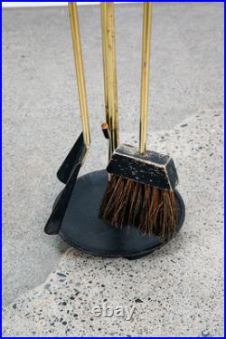 Mid Century Modern Fireplace Tools Brass Cast iron Pilgrim Seymour Nelson Metal