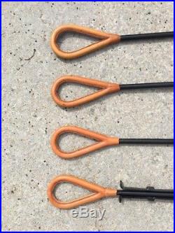 Mid Century Modern Jacques Adnet Style Leather Wrapped Fireplace Tools Tool Set