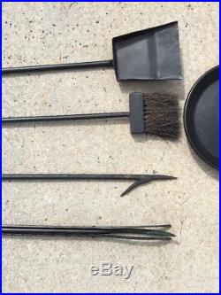 Mid Century Modern Jacques Adnet Style Leather Wrapped Fireplace Tools Tool Set