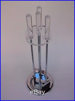 Mid Century Modern Lucite Chrome Fireplace Tools Set Alessandro Albrizzi Style