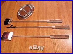 Mid Century Modern Lucite Chrome Fireplace Tools Set Alessandro Albrizzi Style