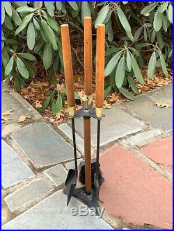 Mid Century Modern Seymour FIREPLACE TOOLS SET poker shovel broom stand Vintage