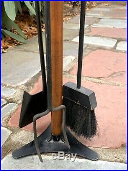 Mid Century Modern Seymour FIREPLACE TOOLS SET poker shovel broom stand Vintage