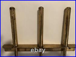 Mid Century Modern Wall Mounted Brass Fireplace Tool Set