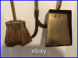 Mid Century Modern Wall Mounted Brass Fireplace Tool Set