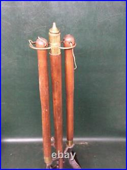 Mid Century Modern Wooden Handle & Iron Fireplace Tool Set Seymour 36 3 Pcs