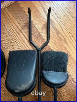 Mid Century Wood & Iron Fireplace Tool Set