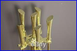 Mid century brass fireplace tool set