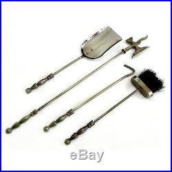 Middle Ages Knight Cast Iron Fireplace Tool Set, Antique Brass