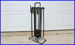 Minimalist iron fireplace tool set by Ann Maes for Mace Line post modern black