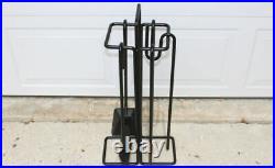 Minimalist iron fireplace tool set by Ann Maes for Mace Line post modern black