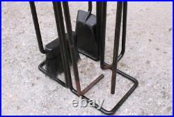 Minimalist iron fireplace tool set by Ann Maes for Mace Line post modern black