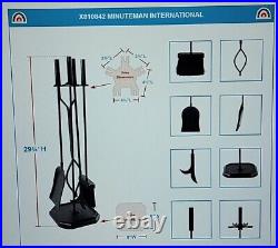 Minuteman International Neoclassic 5pc Fireplace Tool Set, Black, Rectangle Base