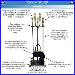 Minuteman International Oxford 5-piece Fireplace Tool Set Polished Brass and