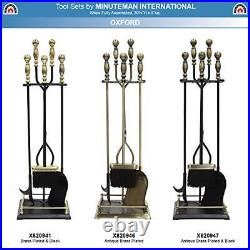 Minuteman International Oxford 5-piece Fireplace Tool Set Polished Brass and