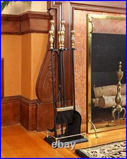 Minuteman International Oxford 5-piece Fireplace Tool Set Polished Brass and