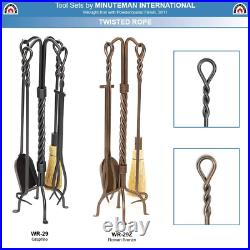 Minuteman International Twisted Rope 5-Piece Wrought Iron Fireplace Tool Set, Gr