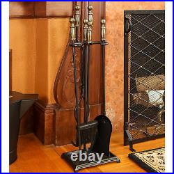 Minuteman International Westminster 5pc Fireplace Toolset, Antique Brass & Black