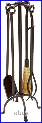 Minuteman Intl. English Country 5-pc Wrought Iron Fireplace Tool Set, Bronze