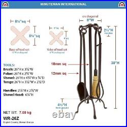 Minuteman Intl. English Country 5-pc Wrought Iron Fireplace Tool Set, Bronze