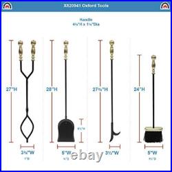 Minuteman Oxford 5 pc Fireplace Tool Set Polished Brass and Black
