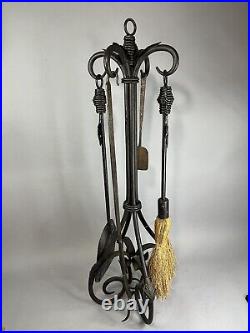 Mix Set Vintage and Not Vintage Heavy 18 Lb Metal Fireplace Tool Set & Stand