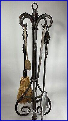 Mix Set Vintage and Not Vintage Heavy 18 Lb Metal Fireplace Tool Set & Stand