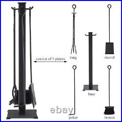 Modern 5pc Black Fireplace Iron Fire Place Poker Tool Set