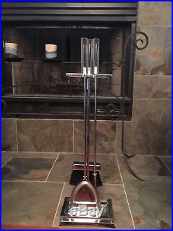 Modern Lucite And Chrome Fireplace Tool Set