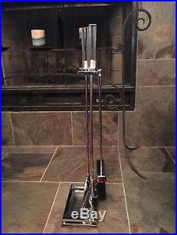 Modern Lucite And Chrome Fireplace Tool Set